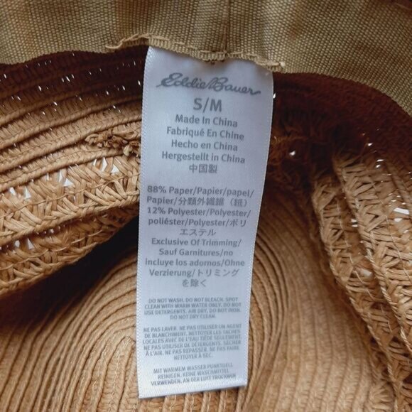 EDDIE BAUER Woven Summer Floppy Brim Hat Lightweight Cream Tan Sz S - Picture 9 of 9